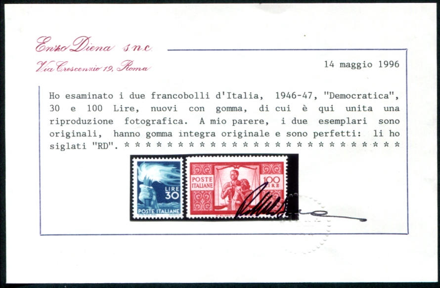 ITALY 1945 682-704 ** MNH CERTIFICATE DIENA 1000€(Z7855 | eBay
